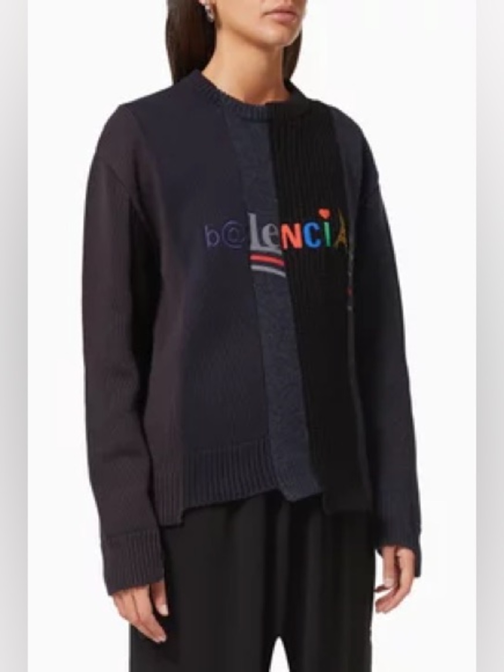 Patchwork Crew Neck Sweater - Picture 7 of 8